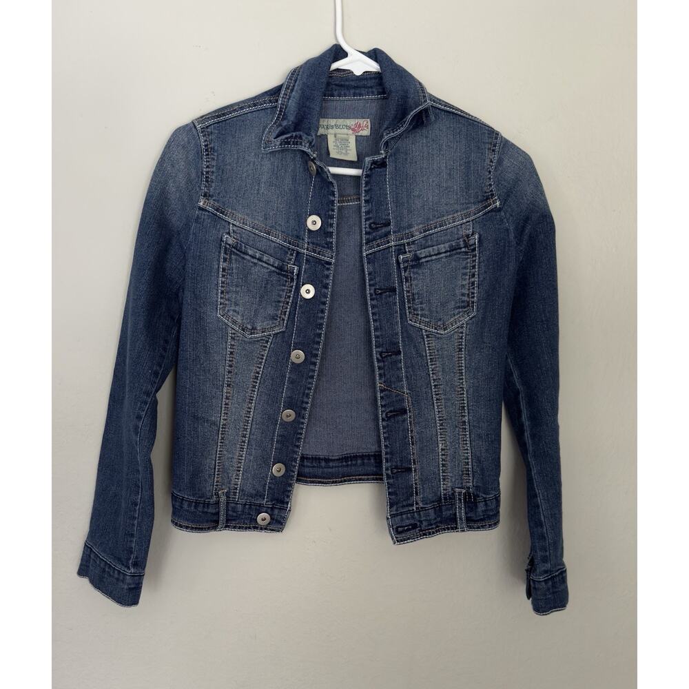 Vintage Paris Blues Dark Wash Denim Fitted Ladies Jean Jacket Size Small